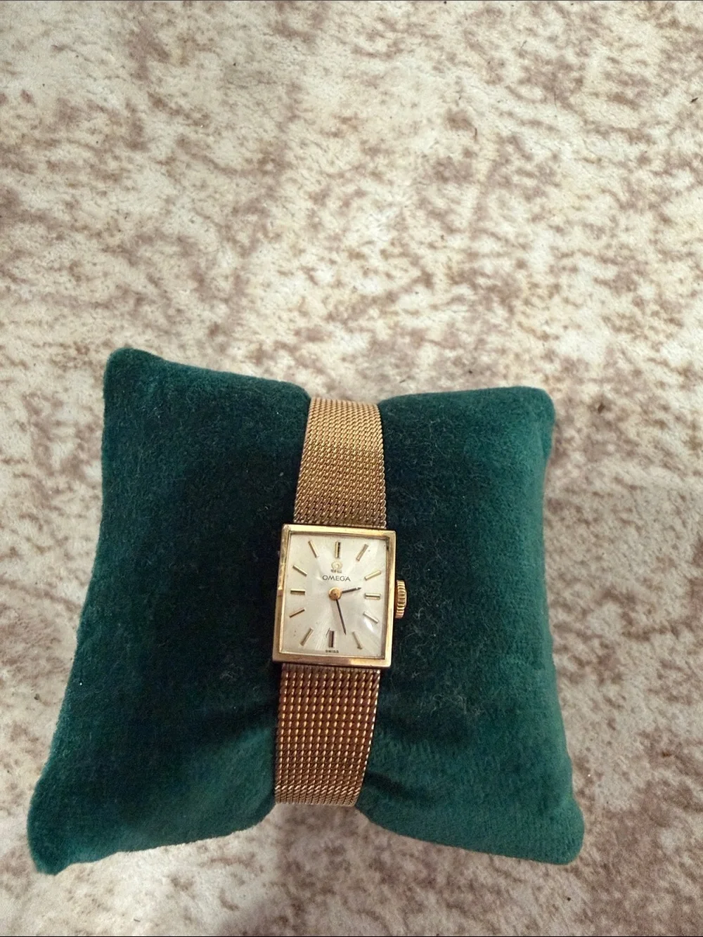 Omega Gold-Tone Mesh Bracelet Women's Watch with Cream Dial